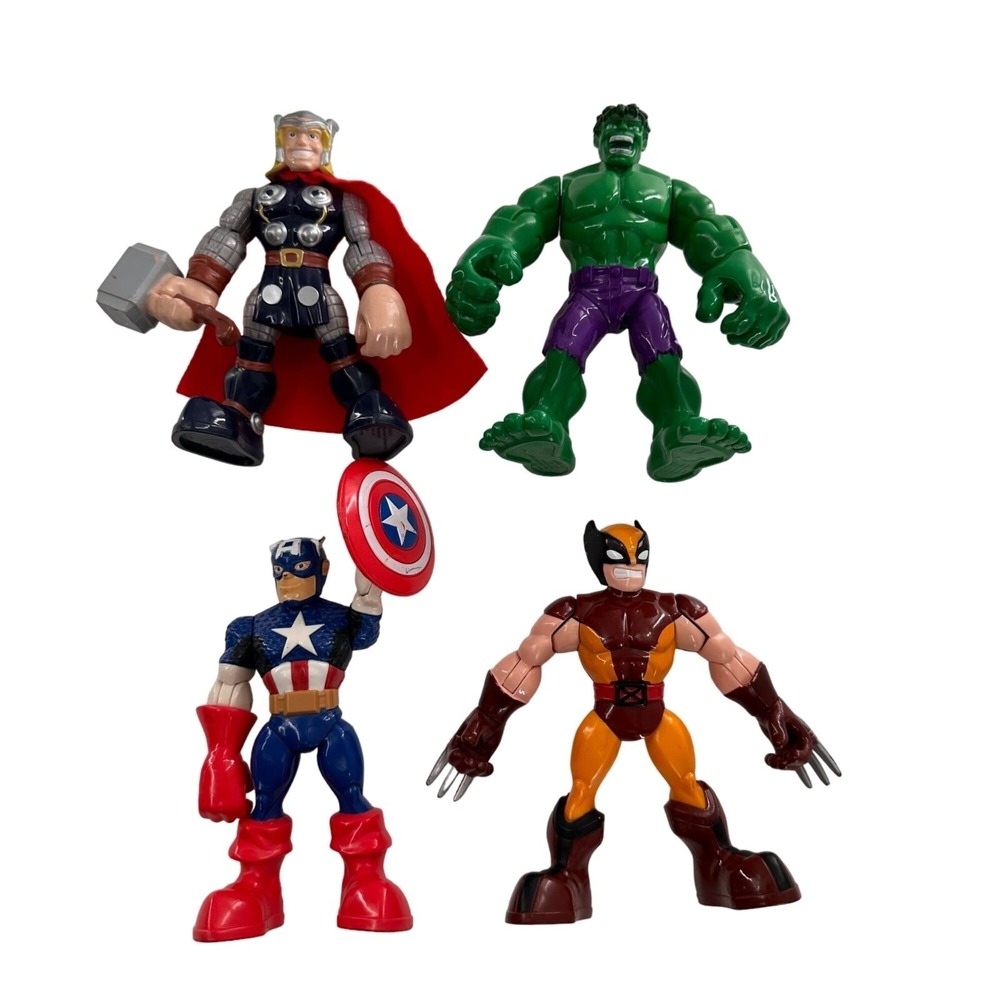 Hasbro Marvel Super Hero Adventures Action Figure Lot Thor Hulk Wolverine Cap 6"